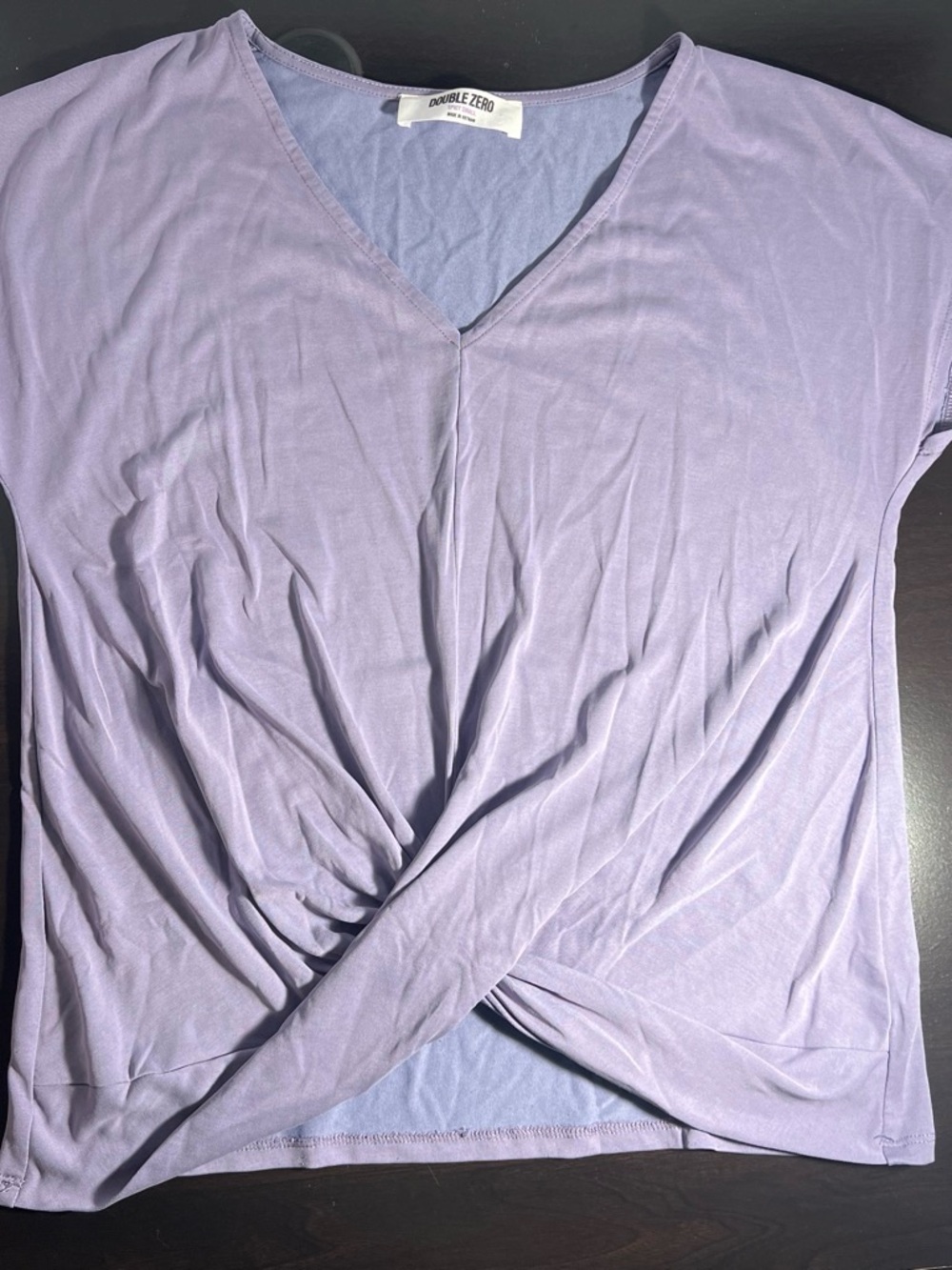 Double Zero Lavender V-Neck Twist Front Women's Top